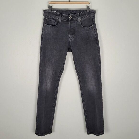 G-Star Raw 3301 Size 32 Straight Tapered Jeans Stretch Black - Picture 1 of 12